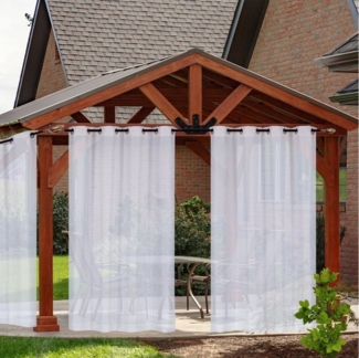 Jibenhome Outdoorgardine TerrassenGardine Ösen Outdoorvorhang Halftransparent Wasserdicht, für Veranda,Rasen,Hof