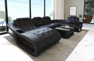 Sofa Dreams Wohnlandschaft Ledersofa Leder Couch Elegante U-Form Ledercouch, wahlweise mit Bettfunktion