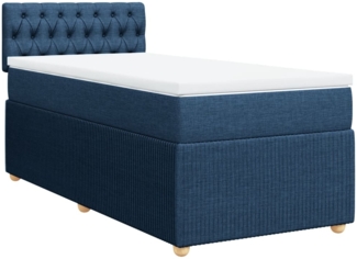 vidaXL Boxspringbett mit Matratze Blau 90x200 cm Stoff 3287352