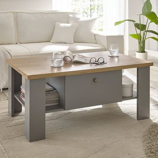 Lomadox Couchtisch CHATHAM-61, Wohnzimmer Couchtisch in grau mit Artisan Eiche Nb, 107/46/67 cm