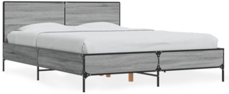 vidaXL Bettgestell Grau Sonoma 140x190 cm Holzwerkstoff und Metall 3280035