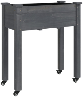 vidaXL Pflanzkübel mit Einsatz und Rollen Grau 71x37x80 cm Tannenholz 3157825