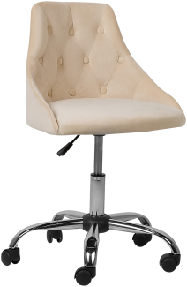 Arbeitshocker mit Rollen beige Samtstoff PARRISH