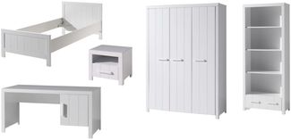 Jugendzimmer-Set >ERIK< in Weiß aus Massiv Kiefer und MDF