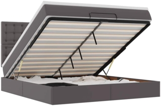 vidaXL Ottoman-Bett mit Matratze & LEDs Grau 180x200 cm Kunstleder 3313868