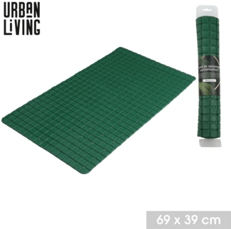 Urban Living 69x39cm rutschfeste Badematte "DARK LEAF" Badvorleger 24625 grün