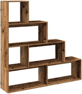 vidaXL Raumteiler-Bücherregal 4 Stufen Altholz-Optik 143,5x29x143,5 cm 858001