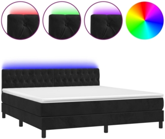 vidaXL Boxspringbett mit Matratze & LED Schwarz 160x200 cm Samt 3134593