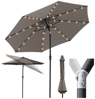 Sekey Solar-LED Sonnenschirm 300cm mit 40 LED, Windfester Gartenschirm UV 50+, Alu-Sonnenschirm mit Kurbel für Terrasse Balkon Garten