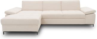 DOMO Collection Capelo FK, Ecksofa mit Schlaffunktion, mit Armlehnfunktion, Federkern, Microfaser creme, 160 x 297 cm