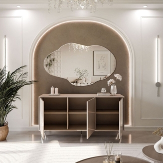 ALLHOUSE24 Kommode MANDY Dreitürige Kommode in Hochglanz Sideboard Kaschmir Weiß, Breite: 154 cm