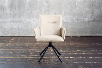 KAWOLA Esszimmerstuhl KYRA Drehstuhl Velvet cremeweiß 88 x 61 x 64 cm
