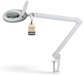 Lumeno Lupenlampe 721X LED-Lupenleuchte, 127 mm Echtglaslinse, LED fest integriert, Kaltweiß, 6500 K