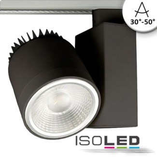 ISOLED 3-PH Schienen-Strahler fokussierbar, 30W, 30°-50°, schwarz matt, neutralweiß, dimmbar