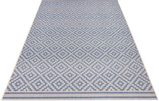 In- & Outdoor Teppich Raute blau/creme - 200x290x0,8cm
