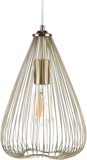 'Conca' Hängeleuchte Gold Metall Schirm mit Gitter Glühbirnen-Optik Trichterform Industrie Look für Wohnzimmer Esszimmer Flur