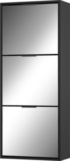 UEV Schuhschrank Spiegelschuhschrank schmal mit 3 klappen flurschrank klappschuhschrank (Schuhkipper Schuhregal Aufbewahrungsschrank, Schuhständerregal, Trennwände verstellbar und abnehmbar für verschiedene Schuhtypen) 50 x 23 x 121,5 cm für Wohnzimmer...