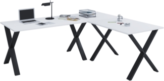 VCM Schreibtisch Lona 916619 Schwarz / Weiß H. 76 x B. 220 x T. 190 cm