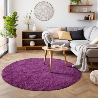 SIMPEX24 Teppich Unicolor - Einfarbig, Rund, Höhe: 30 mm, Modern Kurzflor Teppich Wohnzimmer Abstrakt Design Rosa Pflegeleicht