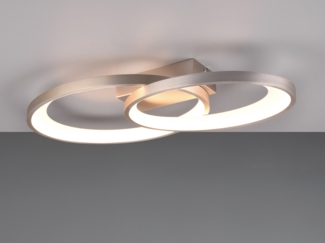 TRIO Leuchten LED Deckenleuchte MALAGA, LED Deckenlampe warmweiß 25W 2900 Lumen auch Wandmontage mögl, LED fest integriert, Warmweiß, indirektes Licht, 57x30cm, Wand- Deckenleuchte Schlafzimmer Wohnzimmer