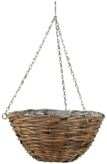 Spetebo Blumentopf Pflanzkorb zum hängen im aus Weide - Ø 35 cm (Stück, 1 St, Hängekorb zum Bepflanzen), Blumentopf Hängeampel mit Kette