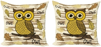 Abakuhaus Kissenbezüge Modern Accent Doppelseitiger Digitaldruck, (2 Stück), Eulen Kalligraphisches Herbstblätter