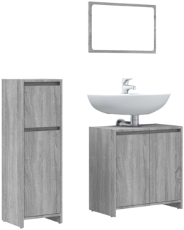 vidaXL 3-tlg. Badmöbel-Set Grau Sonoma Holzwerkstoff 3143932