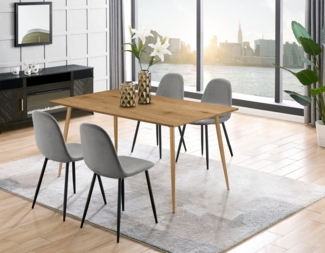 Leonique Essgruppe Eadwine, TOPSELLER! Tisch plus 4 Stühle, Sitzgruppe, (Set, 5-tlg, Esstisch plus 4 Esszimmerstühle), bestehend aus Esstisch 160 cm und 4 Esszimmerstühlen, Polsterstühlen