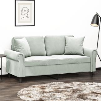 vidaXL 2-Sitzer-Sofa mit Zierkissen Hellgrau 140 cm Samt 3200945