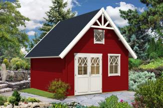 Alpholz Schwedenhaus 44 ISO Blockhaus aus Holz Holzhaus mit 44 mm Wandstärke inklusive Schlafboden Blockbohlenhaus mit Montagematerial