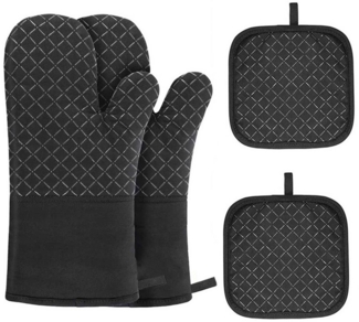 Forrlite Topfhandschuhe Ofenhandschuhe Topflappen 4er Set, 260℃ Hitzebeständige Topfhandschuhe