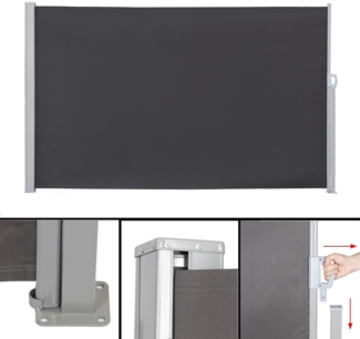 Seitenmarkise 180x300cm Anthrazit Sichtschutz Sonnensegel Terrasse Ausziehbar