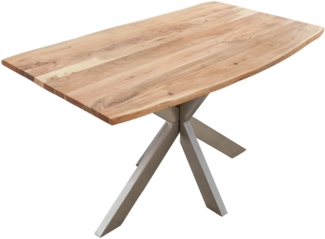 Esstisch Baumkante massiv Akazie natur 140x80 silber KALEA 528162