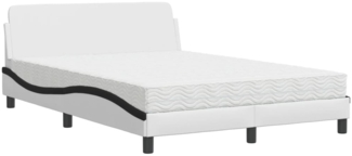 vidaXL Bett mit Matratze "Dover" Weiß und Schwarz 120x200 cm Kunstleder 3208383