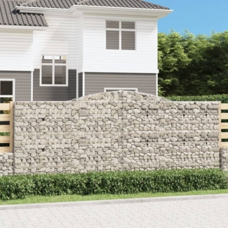 vidaXL Gabionen mit Hochbogen 9 Stk. 400x50x160/180cm Verzinktes Eisen 3147042
