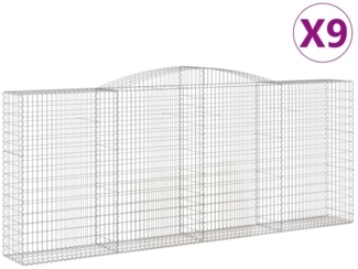 vidaXL Gabionen mit Hochbogen 9 Stk. 400x50x160/180cm Verzinktes Eisen 3147042