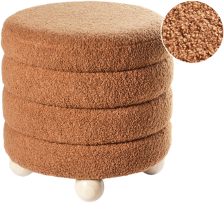 Pouf Bouclé goldbraun rund ⌀ 42 cm CHILLY