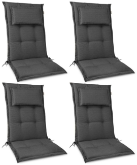 Beautissu 4er Set Hochlehner Auflage HighLux HL 120 x 50 x 7 cm Anthrazit