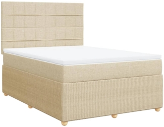 vidaXL Boxspringbett mit Matratze Creme 140x200 cm Stoff 3292084