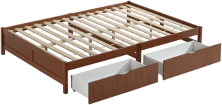 ComfortXL Kinderbett mit Schubladen-O29115, Massivholz, Braun, 206x146x35cm