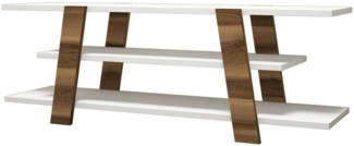 Dmora Fernsehschrank Bellagio, Ständer für Wohnzimmerfernseher, Niedriges Wohnzimmer-Sideboard, TV-Ständerbasis, 120x34h42 cm, Walnuss und Weiß