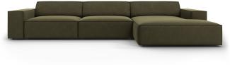 Micadoni 4-Sitzer Samtstoff Ecke rechts Sofa Jodie | Bezug Green | Beinfarbe Black Plastic