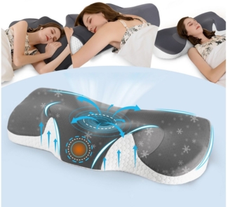 Esun Kopfkissen Orthopädisches Kissen, Kopfkissen Nackenschmerzen aus Memory Foam, Füllung: Rückstellschaum, Seitenschlafer, Rückenschlafer, Bauchschlafer, Kissen vom OEKO-TEX® und CertiPUR Getestet, Kopfkissen für Seiten Rücken Bauchschläfer (65.8 x 3...