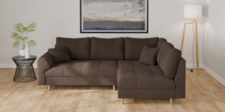 Home affaire Ecksofa CHARRE incl. 3 Zierkissen, L-Form, feine Steppung, lose Rückenkissen, auch in Cord und Bouclé
