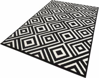 Kurzflor Teppich Art Schwarz Creme - 140x200x0,9cm