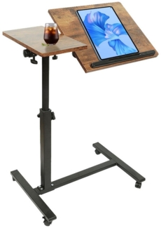 JEOBEST Laptoptisch Beistelltisch Mit Rollen, C-förmiger Couchtisch mit Holzplatte, (1-St) Höhenverstellbar 58 - 90 cm, 0-360° Neigbar