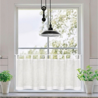 Gerster Scheibengardine Antonia (1 St), Schlaufen, halbtransparent, Wirkware, Bio Baumwolle