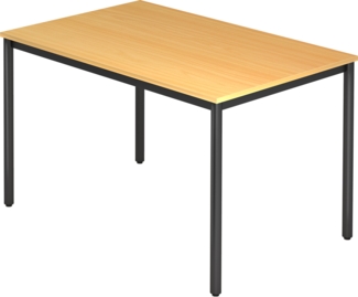bümö Multifunktionstisch Buche, Tisch 120 x 80 cm, Tischfuß rund in schwarz - einfacher Tisch klein, Besprechungstisch System D-Serie, Konferenztisch, Meetingtisch, Mehrzwecktisch, Pausentisch, DR12-6-D