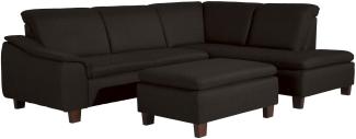 Ecksofa mit Ottomane links Katti Bezug Flachgewebe Buche nussbaum dunkel / schoko 22908