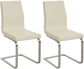 CLP 2er Set Esszimmerstühle Belfort mit robustem Edelstahlgestell,creme